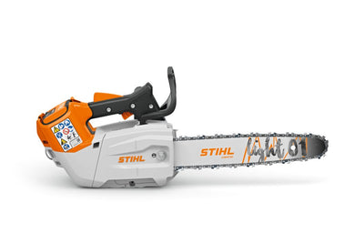 STIHL chainsaw on a white background